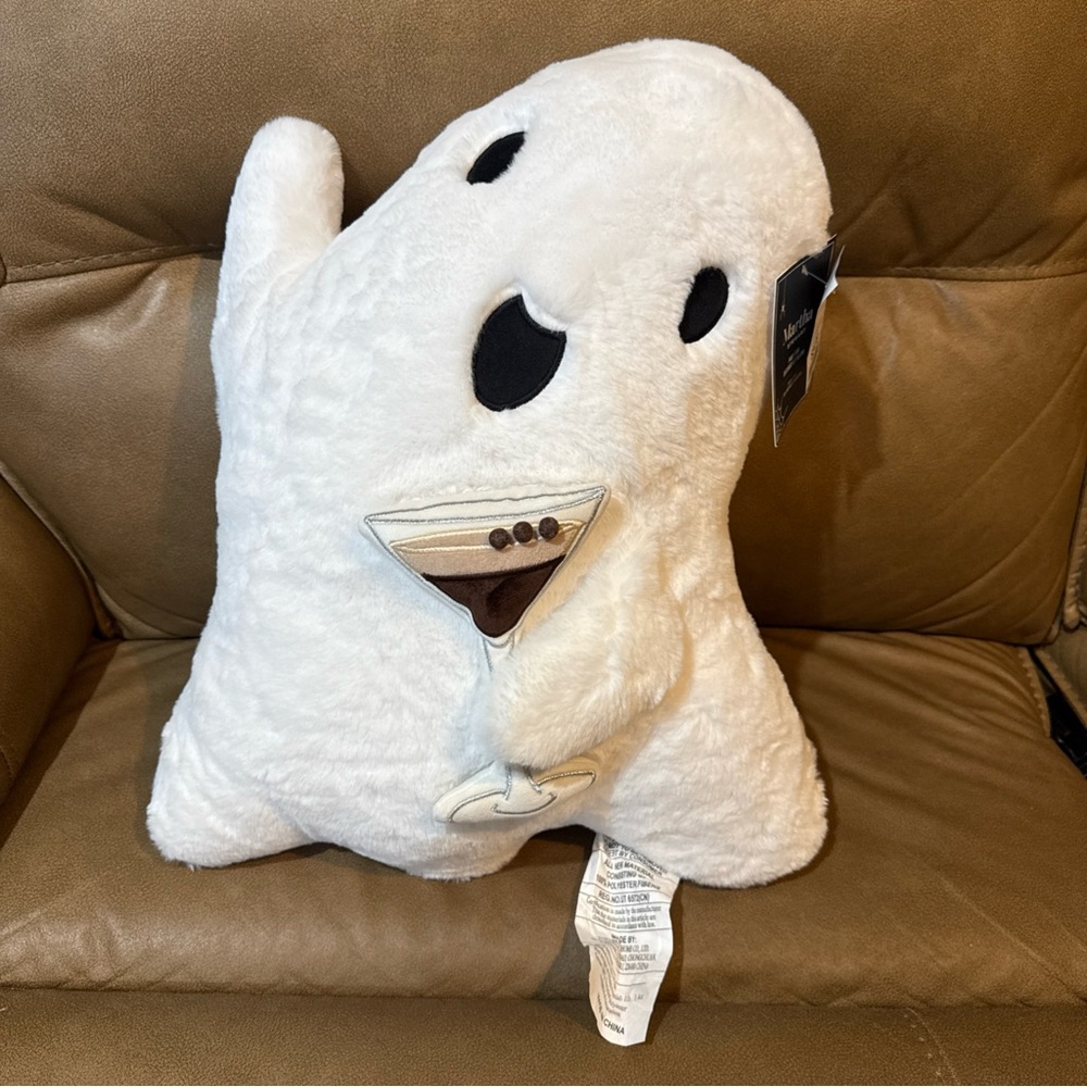 Martha Stewart Faux Fur Ghost Espresso Martini Ghost SUMMERWEEN HALLOWEEN Pillow